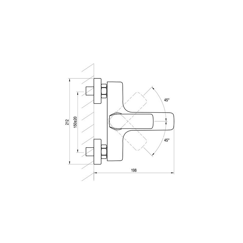 Vanová baterie Flat 150 mm, chrom, nástěnná, bez příslušenství, FL 022.00, Ravak X070119