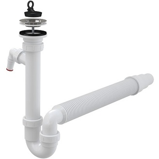 Dřezový sifon A830 s výpustí 70 mm, odpad 50/40 mm, s přípojkou, Alcadrain A830-DN50/40
