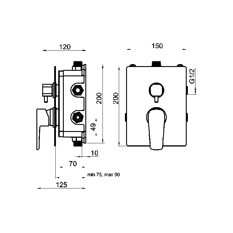Vanová baterie Metalia 58, černá/chrom, podomítková, s příslušenstvím, Novaservis BOX58051R,5
