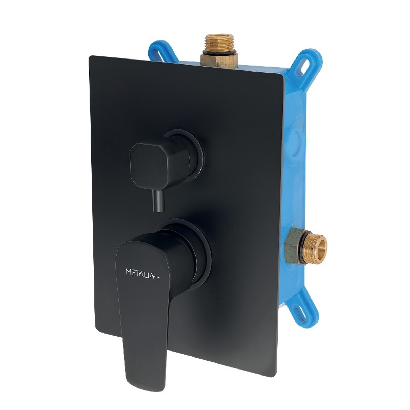 Vanová baterie Metalia 58, černá/chrom, podomítková, s příslušenstvím, Novaservis BOX58051R,5