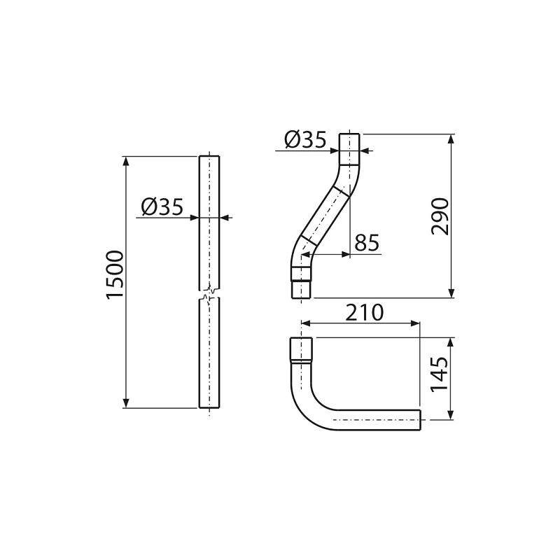 Trubice splachovací, komplet DN 35, Alcadrain A950