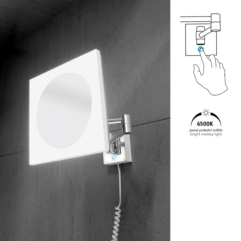 Kosmetické zvětšovací LED zrcátko chrom, Nimco ZK 20465-26