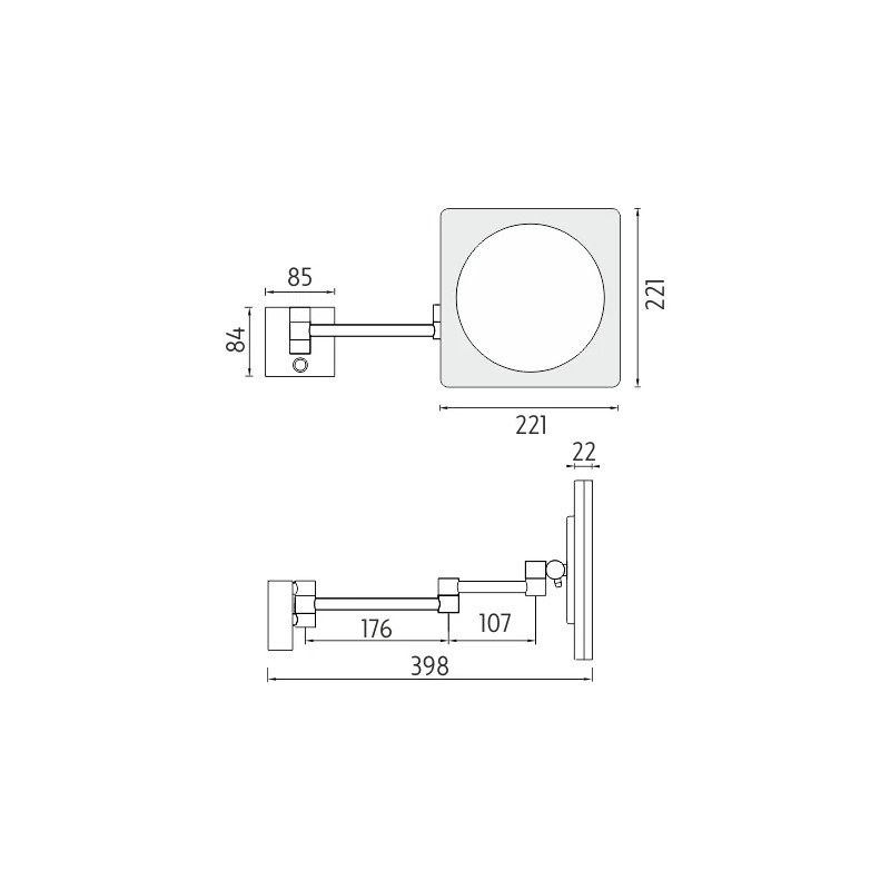 Kosmetické zvětšovací LED zrcátko chrom, Nimco ZK 20465-26