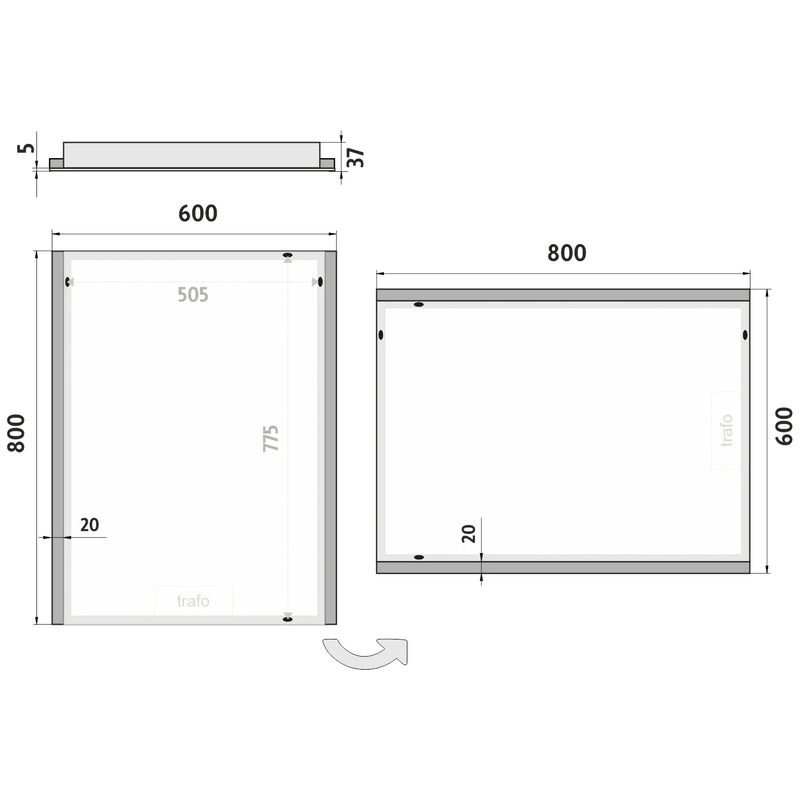 LED zrcadlo 60 x 80 cm hliník, Nimco ZP 11002