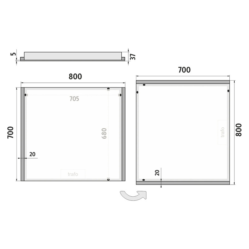LED zrcadlo 80  x  70 cm hliník, boční osvětlení, Nimco ZP 11003