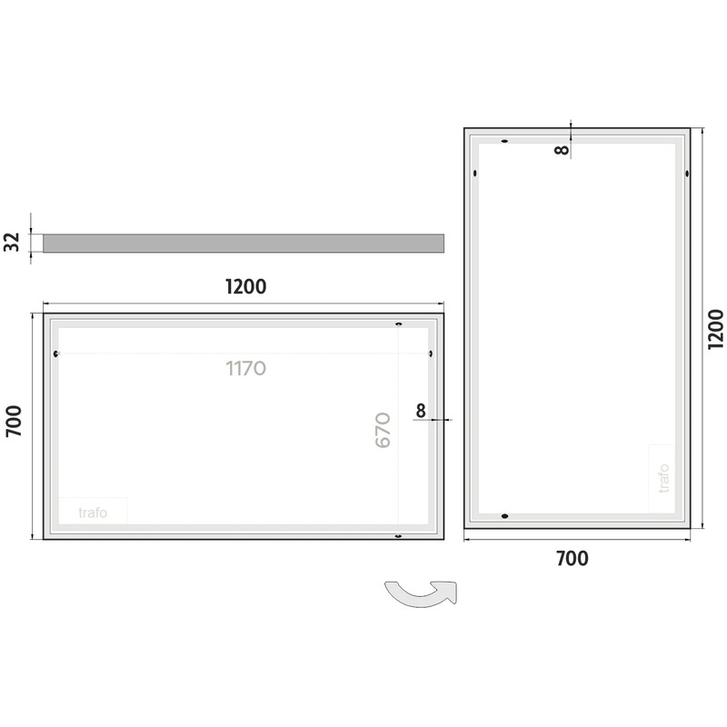 LED zrcadlo 120 x 70 cm, Nimco ZP 13006