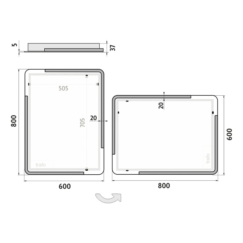 LED zrcadlo 60  x  80 cm hliník, Nimco ZP 15002