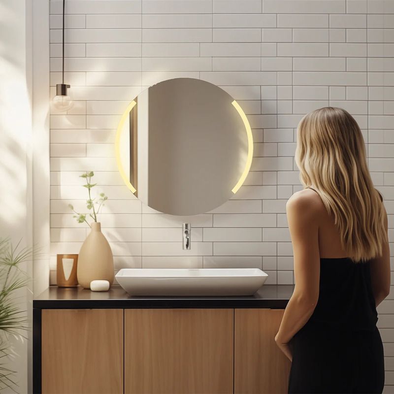 Kulaté LED zrcadlo 60 cm hliník, boční osvětlení, Nimco ZP 16000R