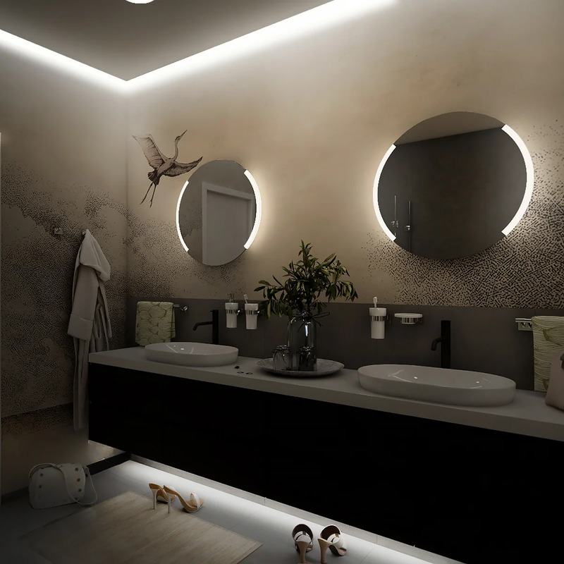 Kulaté LED zrcadlo 60 cm hliník, boční osvětlení, Nimco ZP 16000R