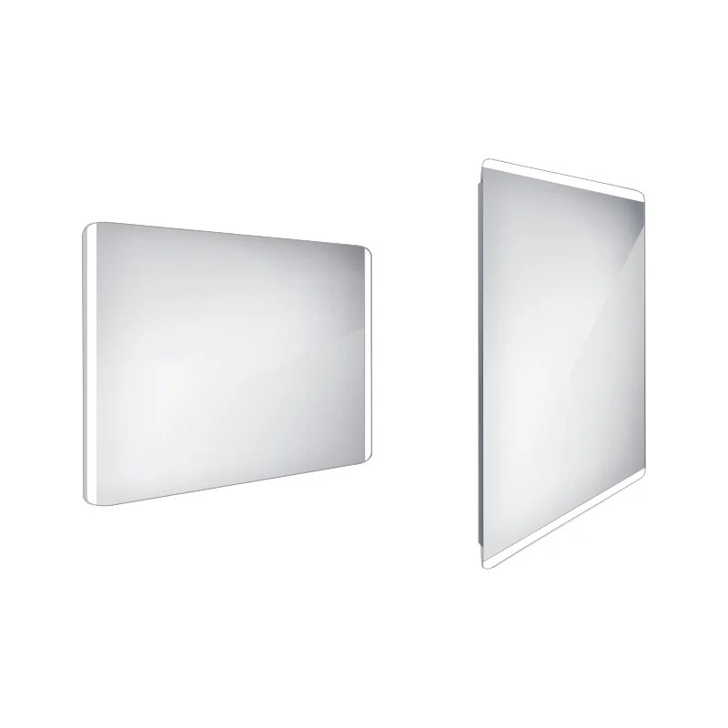 LED zrcadlo 100  x  70 cm hliník, boční osvětlení, Nimco ZP 17004