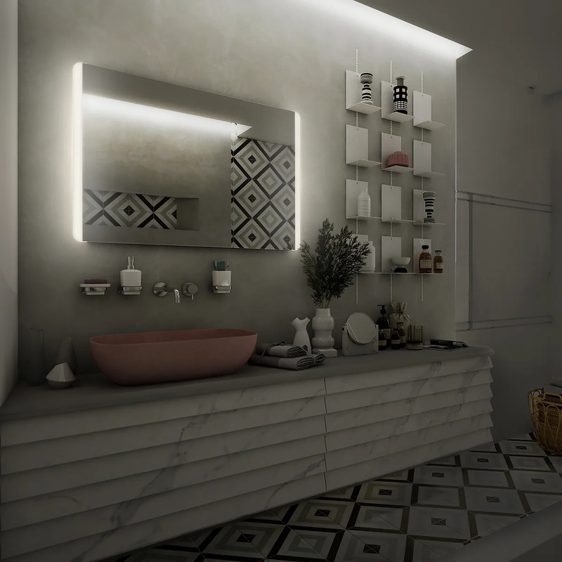LED zrcadlo 100  x  70 cm hliník, boční osvětlení, Nimco ZP 17004