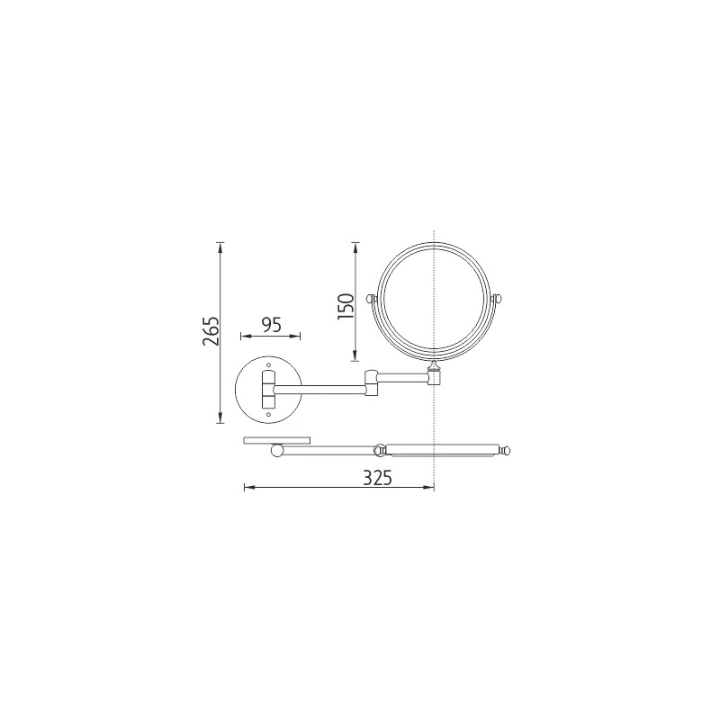 Kosmetické zvětšovací zrcátko 15 cm chrom, Nimco ZR 6992N-26