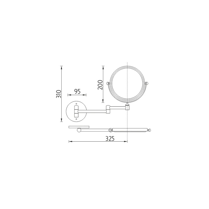 Kosmetické zvětšovací zrcátko 20 cm chrom, Nimco ZR 8992B-26