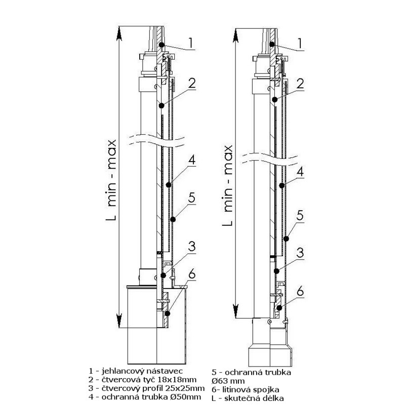 Zemní souprava Rd 1,0-1,4 m, pro Saint Gobain šoupátka DN 100-150, HECKL