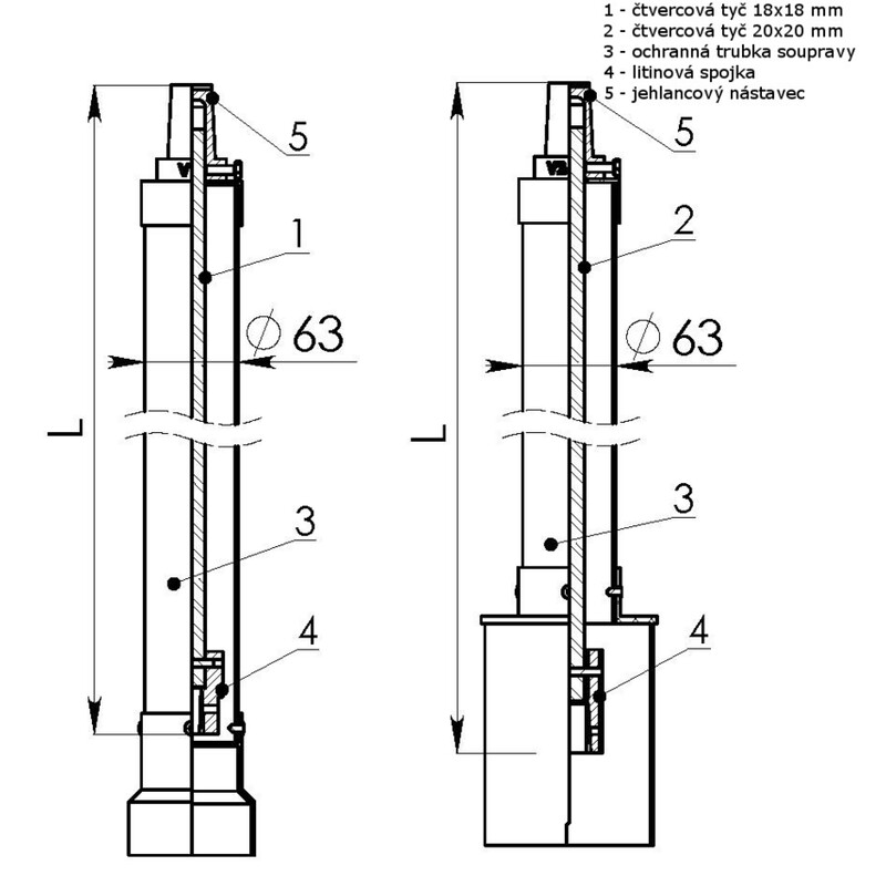 Zemní souprava Rd 1,5 m, pro VAG šoupátka DN 200, HECKL
