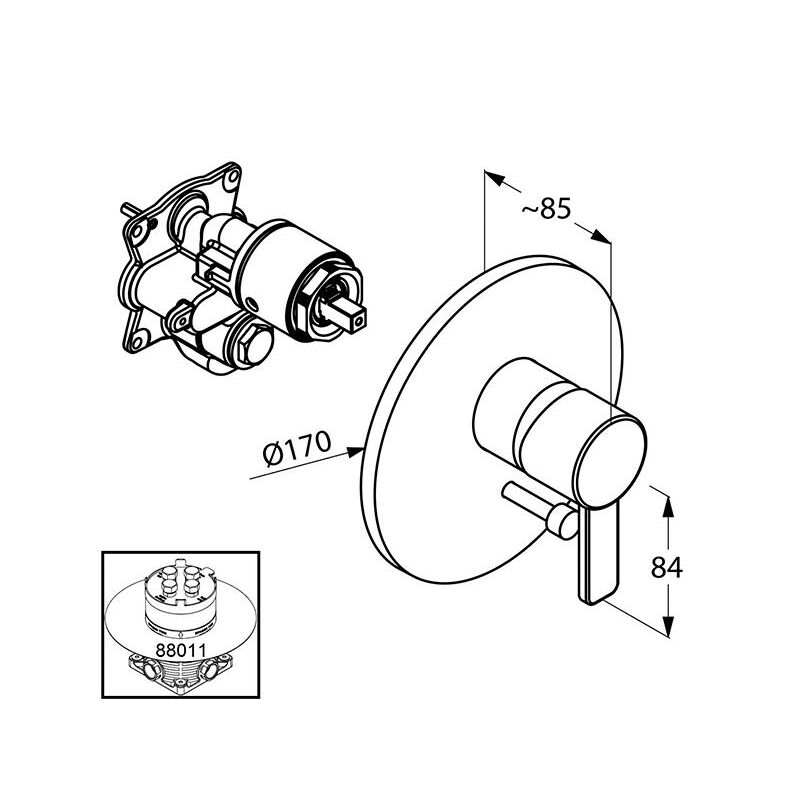 Vanová baterie Zenta, chrom, podomítková, bez příslušenství, Kludi 386500575