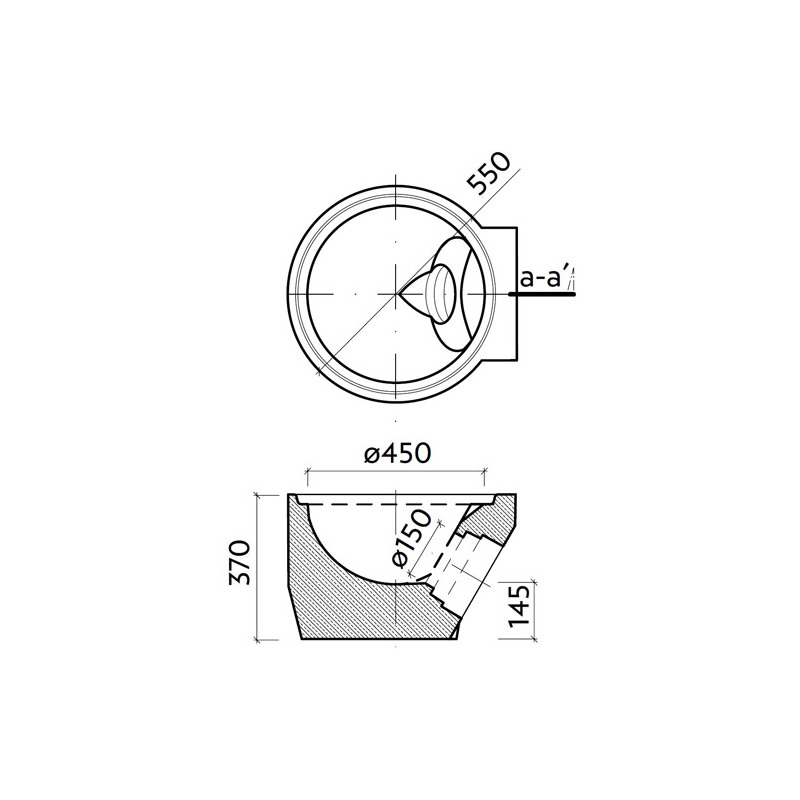 Dno s výtokem DN 150 TBV-Q 1a 450/330
