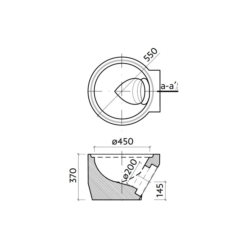Dno s výtokem DN 200 TBV-Q 1d 450/380