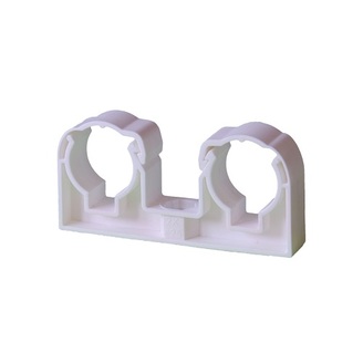 Dvojpříchytka plastová s klipem 2 x 15, pro potrubí z mědi