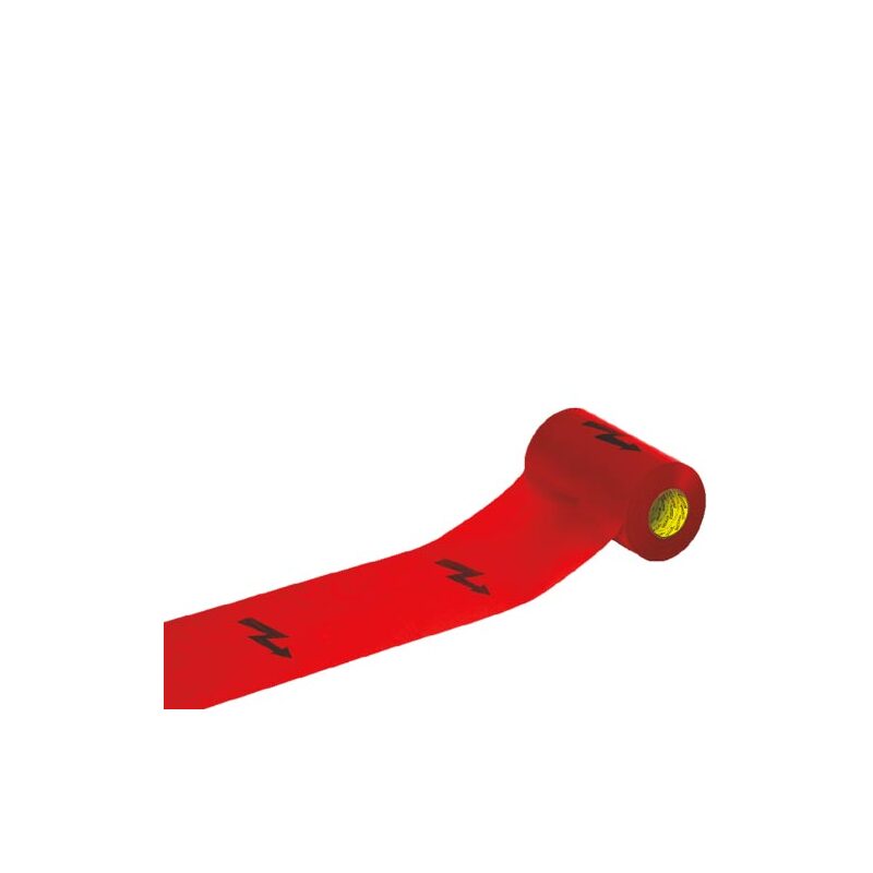 Výstražná fólie červená, nápis blesk, 22 cm, balení 100 m