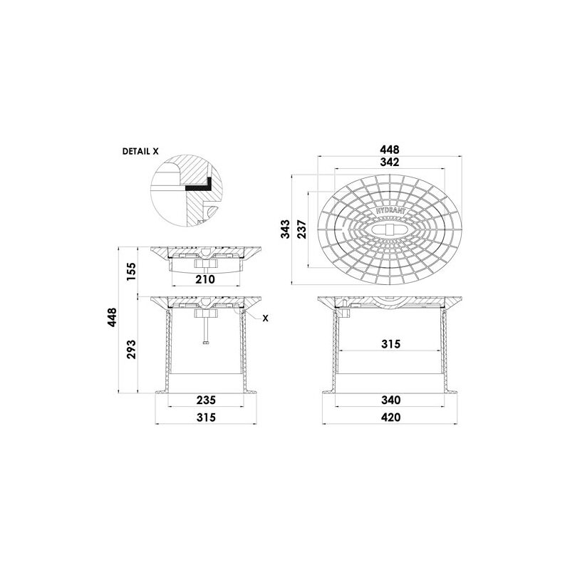 Poklop hydrantový KOMPAKTUS, HYDRANT, víko černé, můstek, HECKL