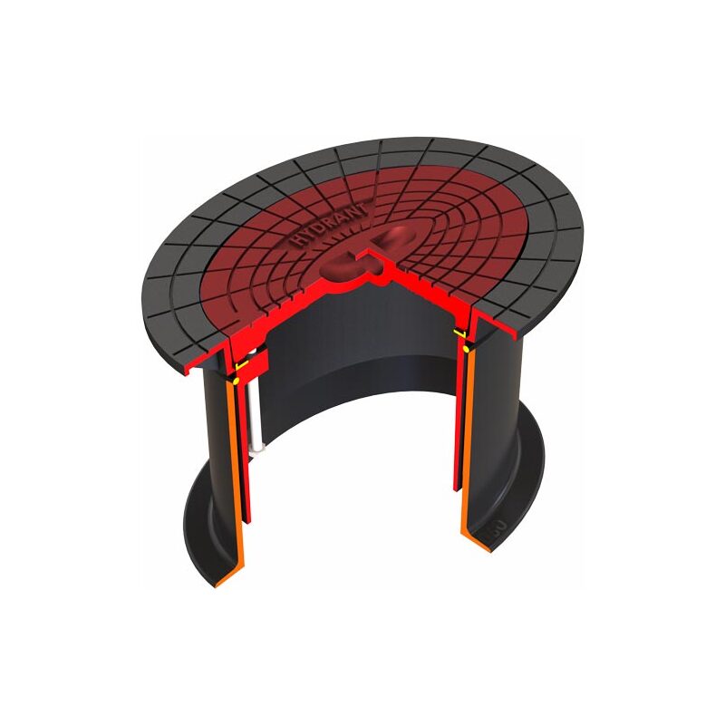 Poklop hydrantový KOMPAKTUS, HYDRANT, víko červené, můstek, HECKL