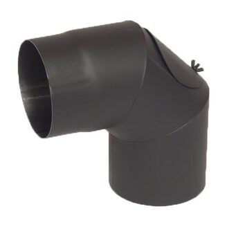Ocelové koleno 90° kouřovodu 120 mm, s čisticím otvorem, tloušťka 1,5 mm