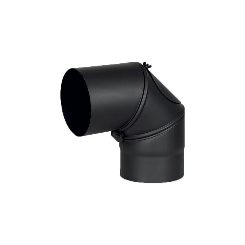 Ocelové koleno 0-90° kouřovodu 160 mm, přenastavitelné, s čisticím otvorem, tloušťka 1,5 mm