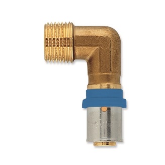 Lisovací koleno 90° Radopress d 26 × 1, vnější závit, Pipelife 1533000171