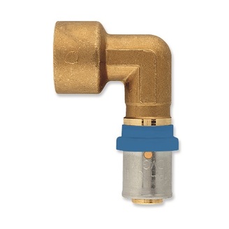 Lisovací koleno 90° Radopress d 16 × 1/2, vnitřní závit, Pipelife 1533000180