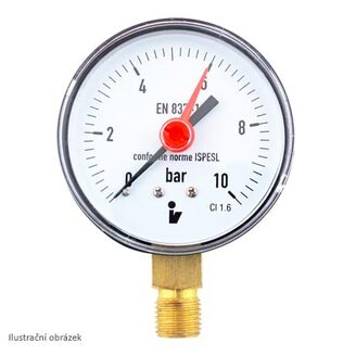 Manometr d 50 mm, 0 - 10 bar, G 1/4,  spodní vývod