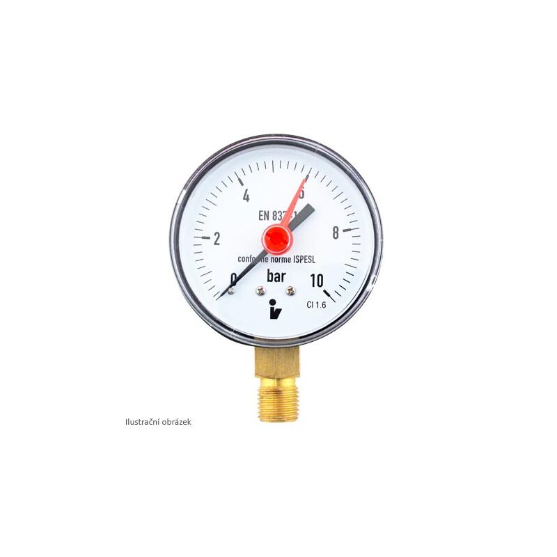 Manometr d 63 mm, 0 - 10 bar, G 1/4, spodní vývod