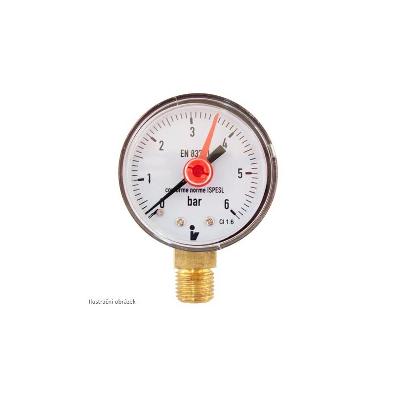 Manometr d 63 mm, 0 - 6 bar, G 1/4, spodní vývod