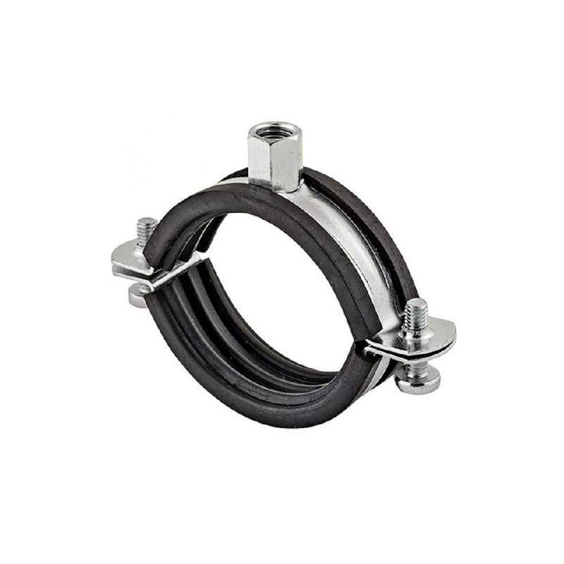 Dvoušroubová objímka 159 - 168 mm, M8 / M10, s tlumící vložkou, pozinkovaná