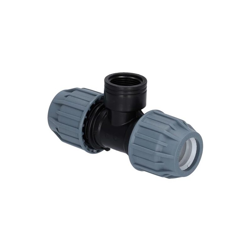 Plastový svěrný T-kus PP-S d 16 x 1/2 x 16, s vnitřním závitem