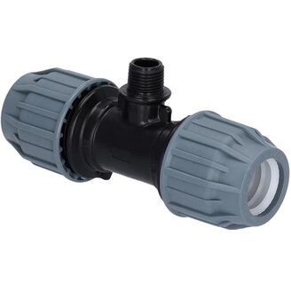 Plastový svěrný T-kus PP-S d 25 x 3/4 x 25, s vnějším závitem