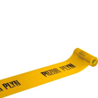 Výstražná fólie žlutá, nápis POZOR PLYN, 20 cm, balení 100 m