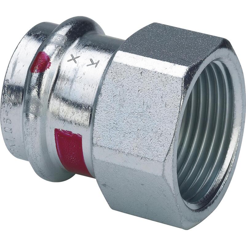 Lisovací přechodka Prestabo d 28 × 3/4, vnitřní závit, Viega 642181, model 1112