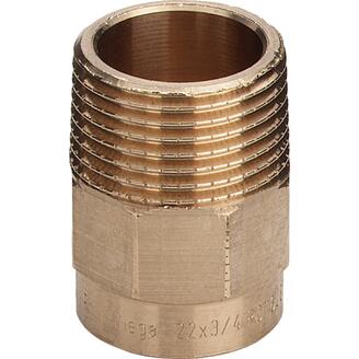 Pájecí přechodka CU 4243G d 22 x 3/4, vnější závit, Viega 100322, model 94243G