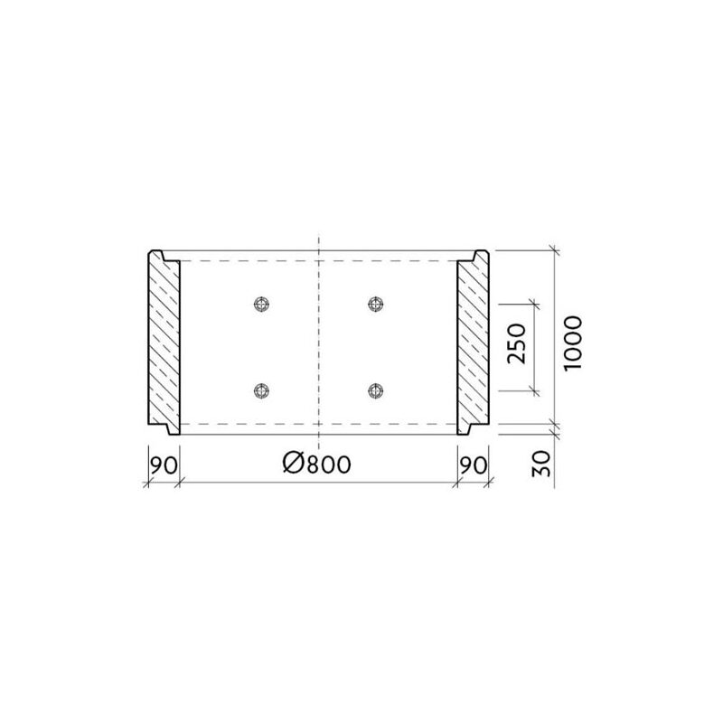 Šachtová skruž TBS-Q DN 800 x 1000 x 90 mm, oplastované stupadla