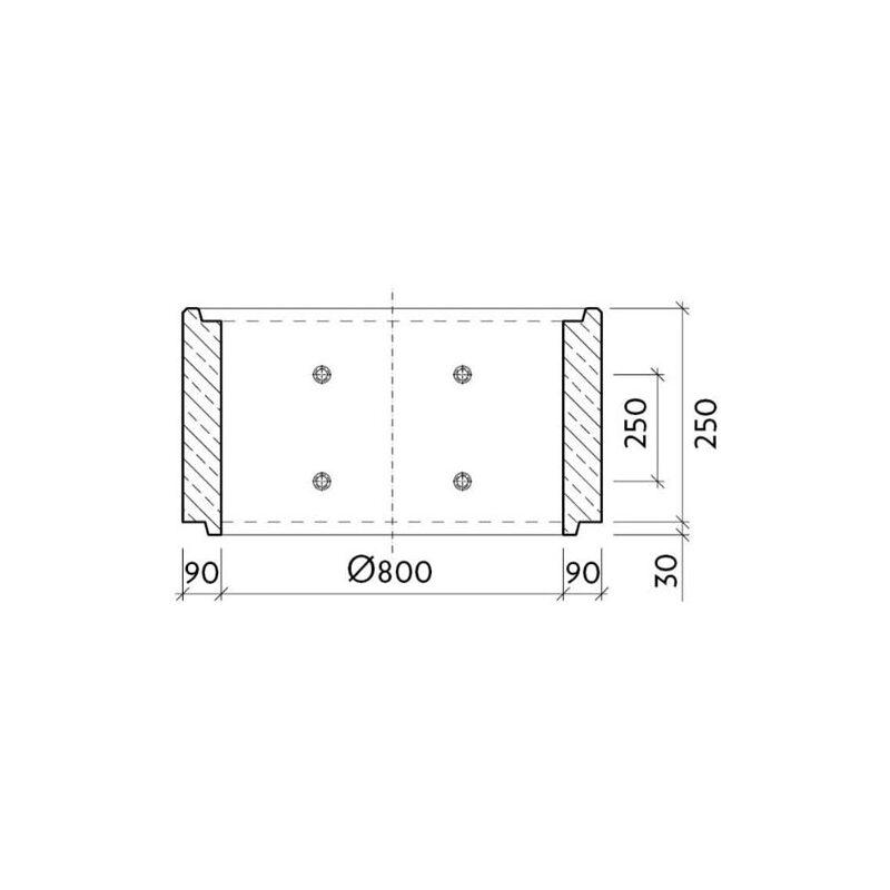 Šachtová skruž TBS-Q DN 800 x 250 x 90 mm, oplastované stupadla