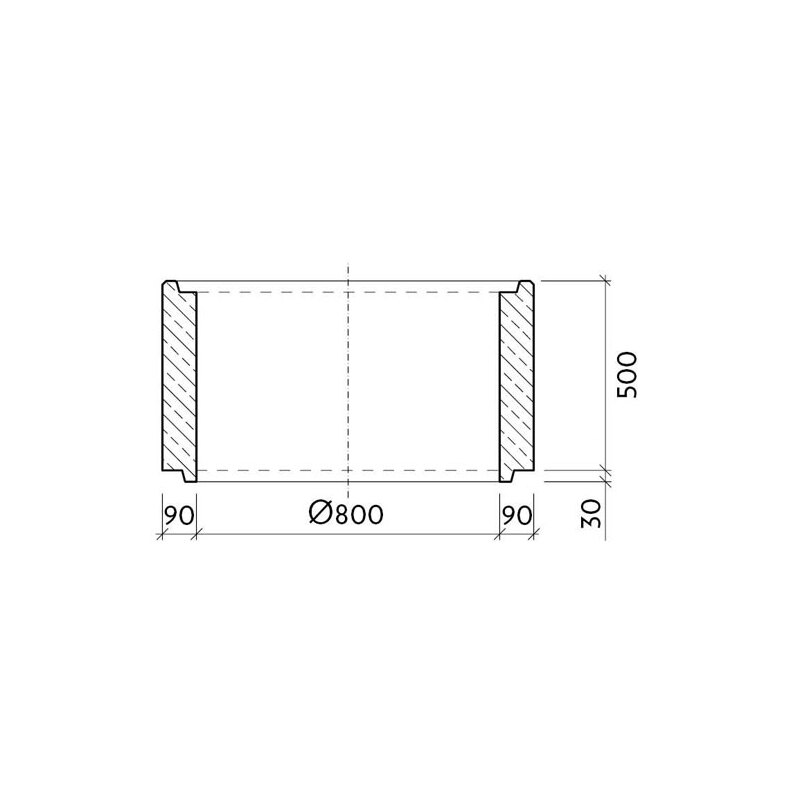 Šachtová skruž TBS-Q DN 800 x 500 x 90 mm, bez stupadel