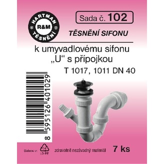 Sada těsnění k sifonům, DN 40, T 1017, 1011, 7 ks, č. 102, HARTMAN
