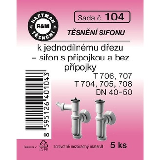 Sada těsnění k sifonům, DN 40-50, T 706, 707, 5 ks, č. 104, HARTMAN