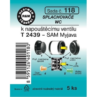 Sada těsnění k napouštěcímu ventilům WC, T2439 – SAM, 5 ks, č. 118, HARTMAN