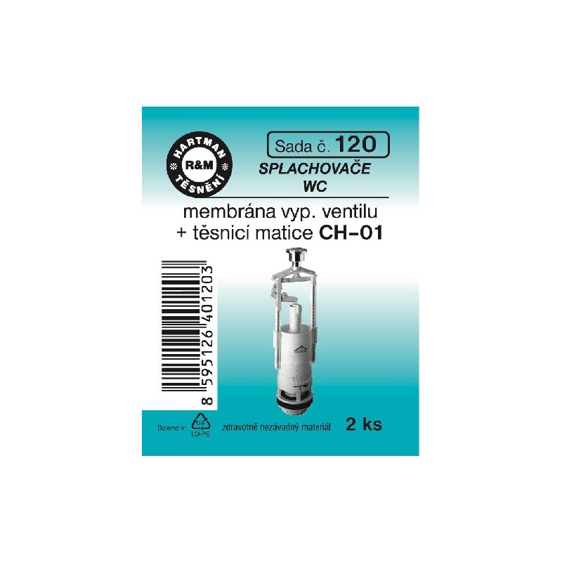 Sada těsnění k vypouštěcímu ventilům WC, CH-01, 2 ks, č. 120, HARTMAN