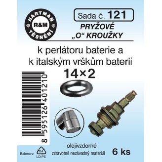 Sada těsnění O kroužků, 14 x 2, pryž, 6 ks č. 121, HARTMAN
