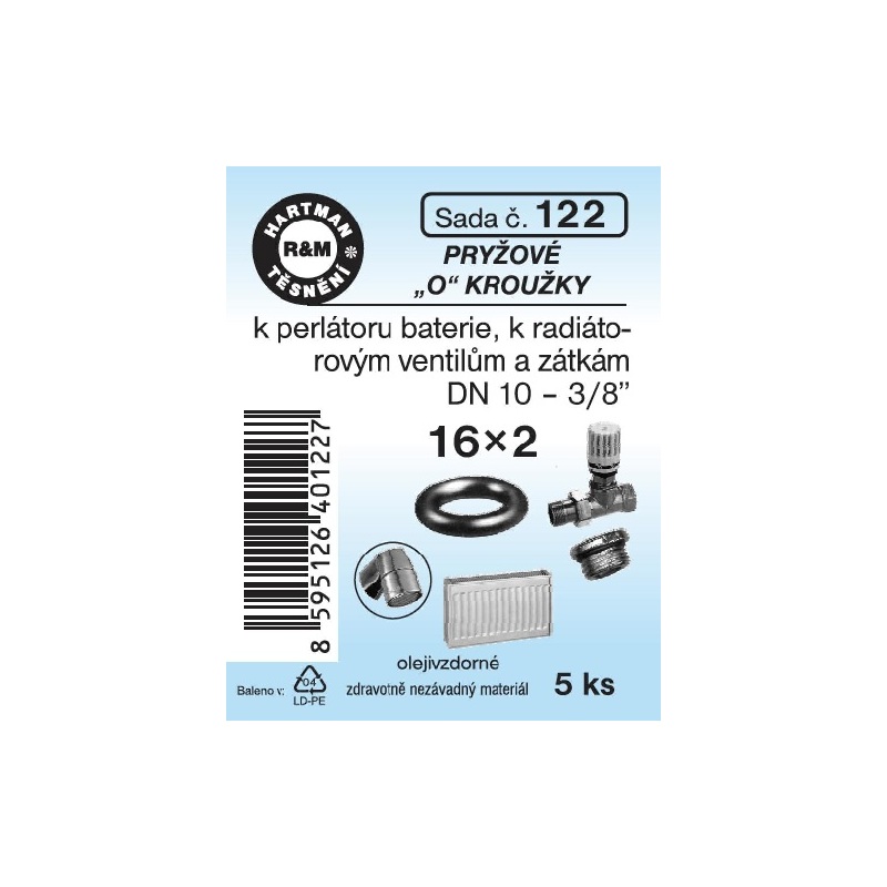 Sada těsnění O kroužků, DN 10, 16 x 2, 5 ks č. 122, HARTMAN