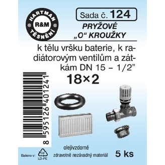 Sada těsnění O kroužků, 1/2“, DN 15, 18 x 2, 5 ks č. 124, HARTMAN