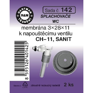 Sada těsnění k napouštěcímu ventilu WC, 3 x 28 x 11, Ch-11, SANIT, 2 ks, č. 142, HARTMAN